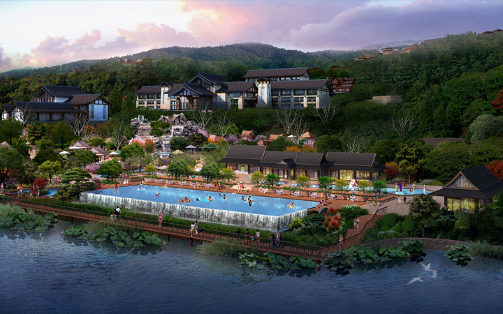 重慶萬州長灘森林溫泉度假區(qū)無邊池規(guī)劃效果圖